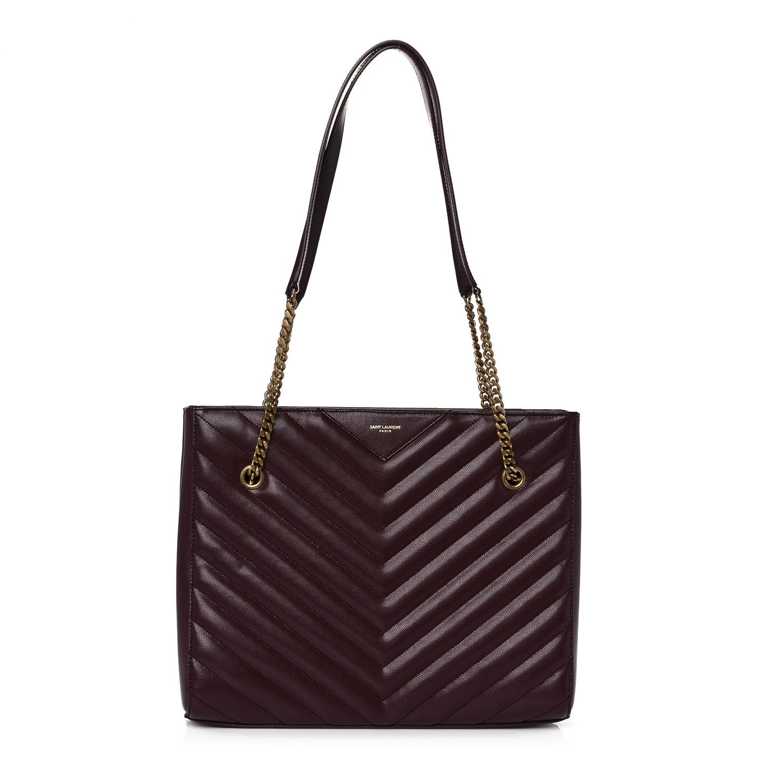 Saint Laurent Grain de Poudre Matelasse Chevron Medium Tribeca Shopping Bag Rouge Legion 1 of 9