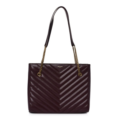 Saint Laurent Grain de Poudre Matelasse Chevron Medium Tribeca Shopping Bag Rouge Legion 1 of 9