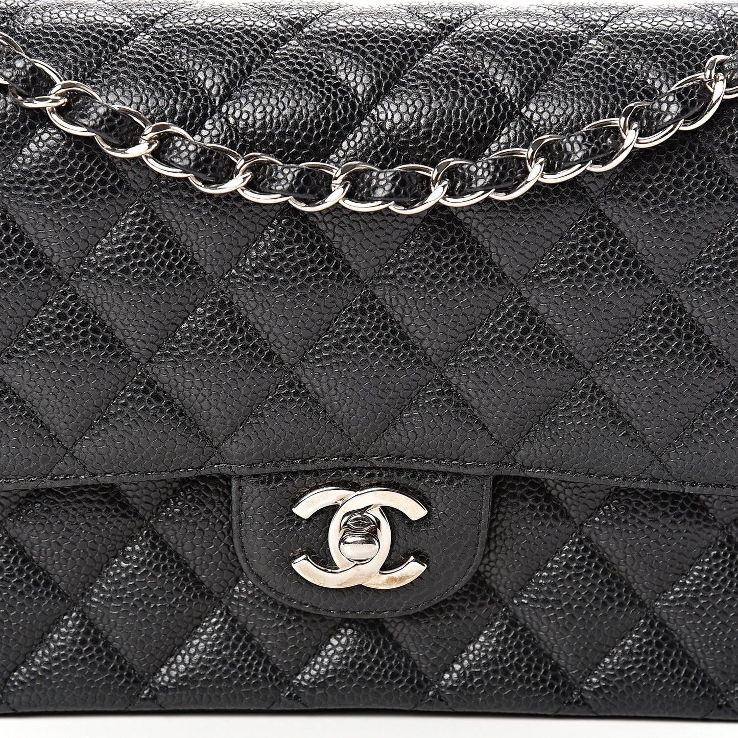 Caviar Quilted Medium Double Flap Black