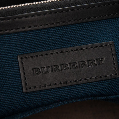 Burberry Overdyed Canvas Mega Check Medium Susanna Hobo Navy Blue 6 of 8