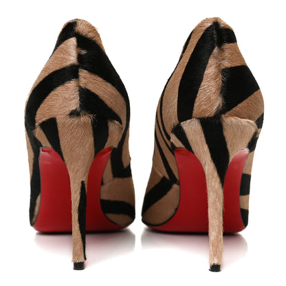 Christian Louboutin Calf Hair Patent Zebra Print Geo 85 Pumps 39.5 Dune Black 6 of 12