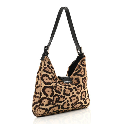 Fendi Calf Hair Leopard Print Shoulder Bag Brown Black 3 of 19