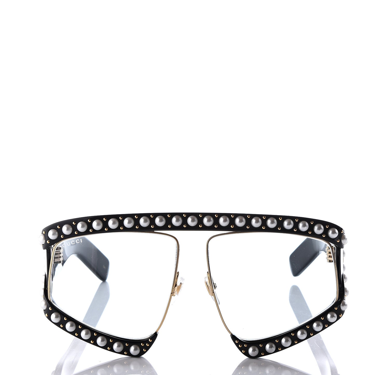 Acetate Pearl Rectangular Frame Sunglasses GG0234S Black