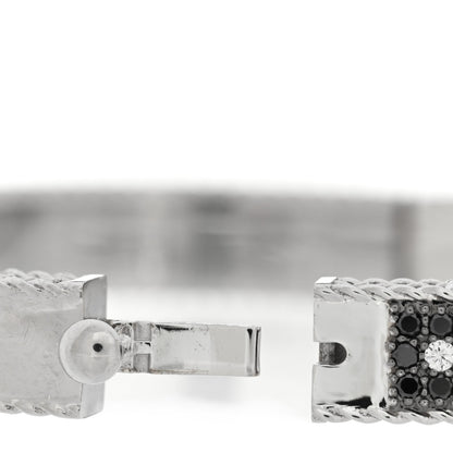 Roberto Coin 18K White Gold Diamond Black Diamond Princess Satin Fleur De Lis Bangle Bracelet 4 of 4