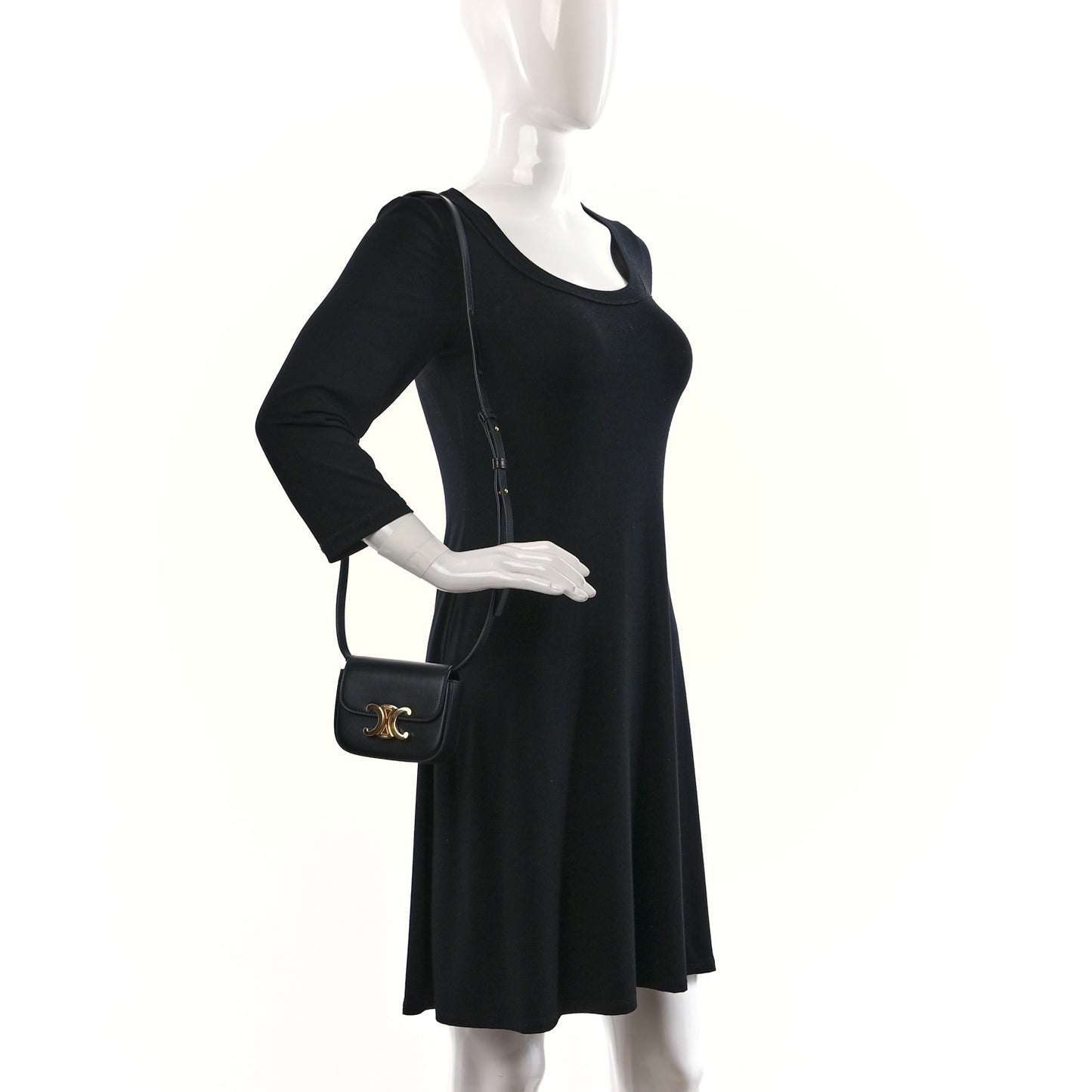 Shiny Calfskin Mini Triomphe Black