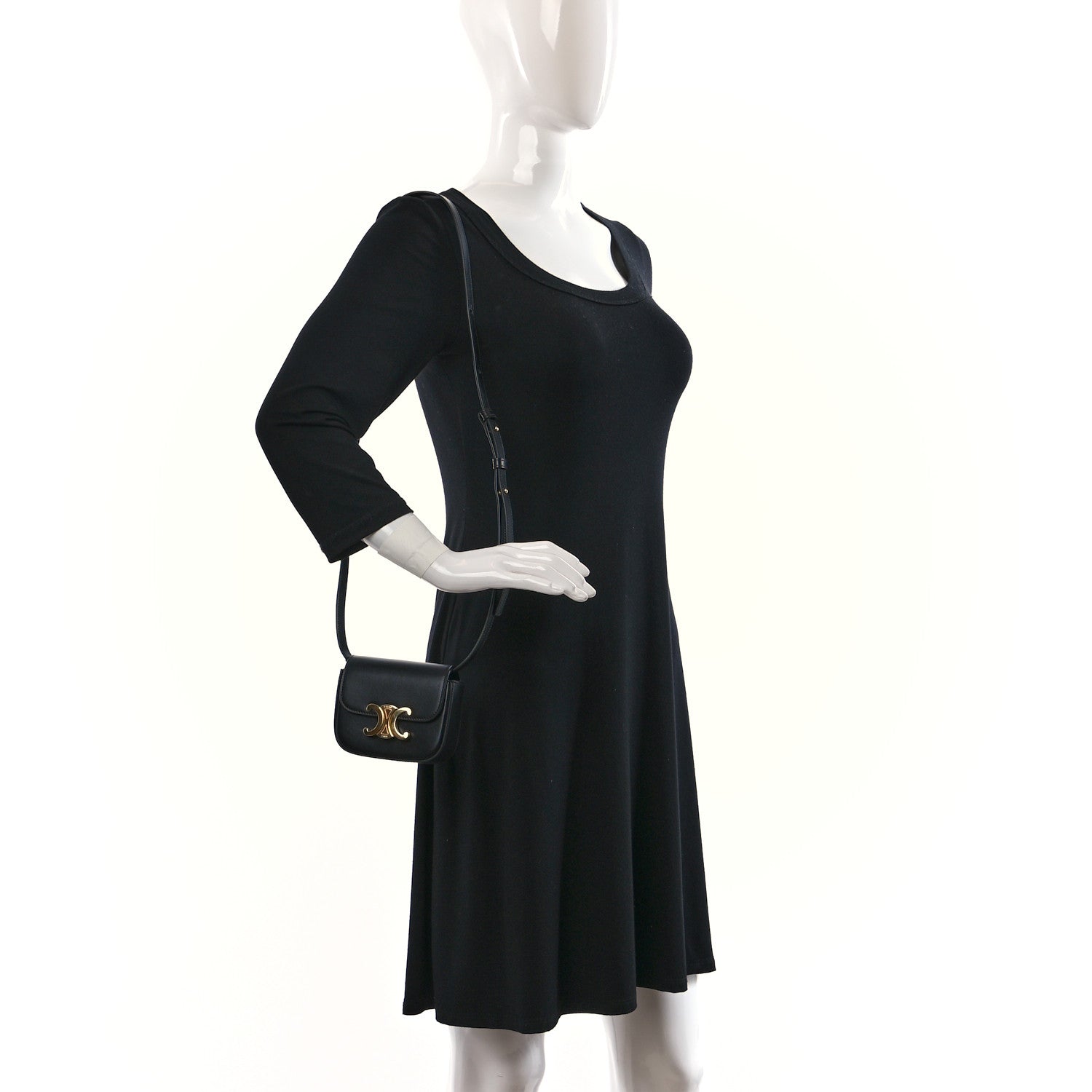 Celine Shiny Calfskin Mini Triomphe Black 2 of 10