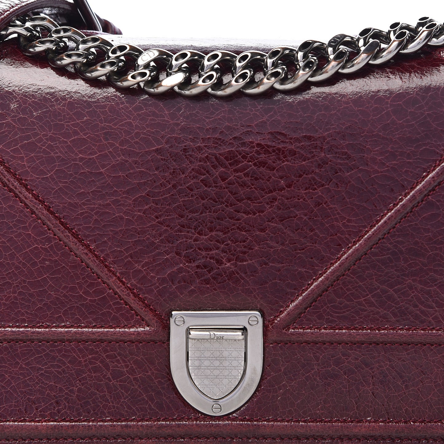 Crackled Deerskin Small Diorama Flap Bag Burgundy
