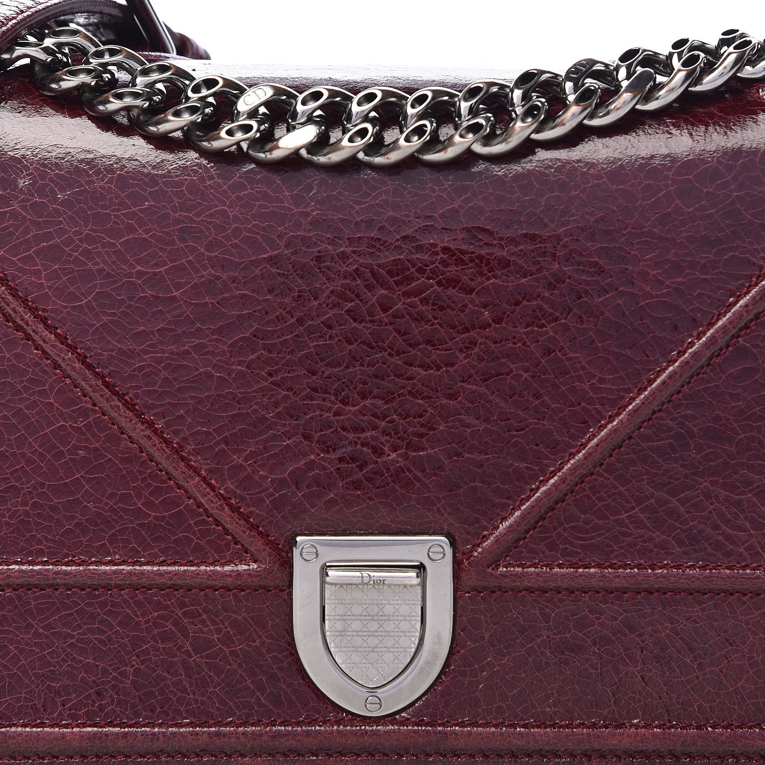 Christian Dior Crackled Deerskin Small Diorama Flap Bag Burgundy 15 of 15