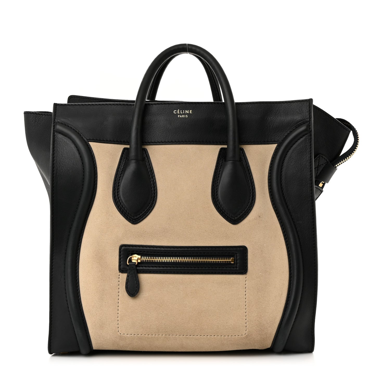 Smooth Calfskin Suede Mini Tri-Color Luggage Light Beige