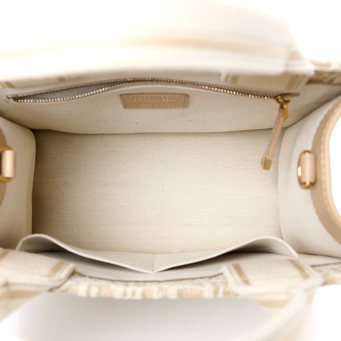 Oblique Chambray Calfskin Small Book Tote With Strap Gold Natural