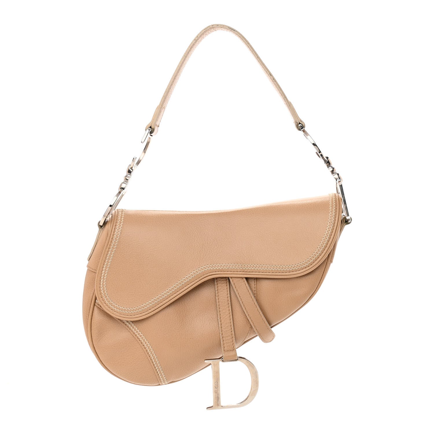 Christian Dior Grained Calfskin Saddle Bag Beige 1 of 14