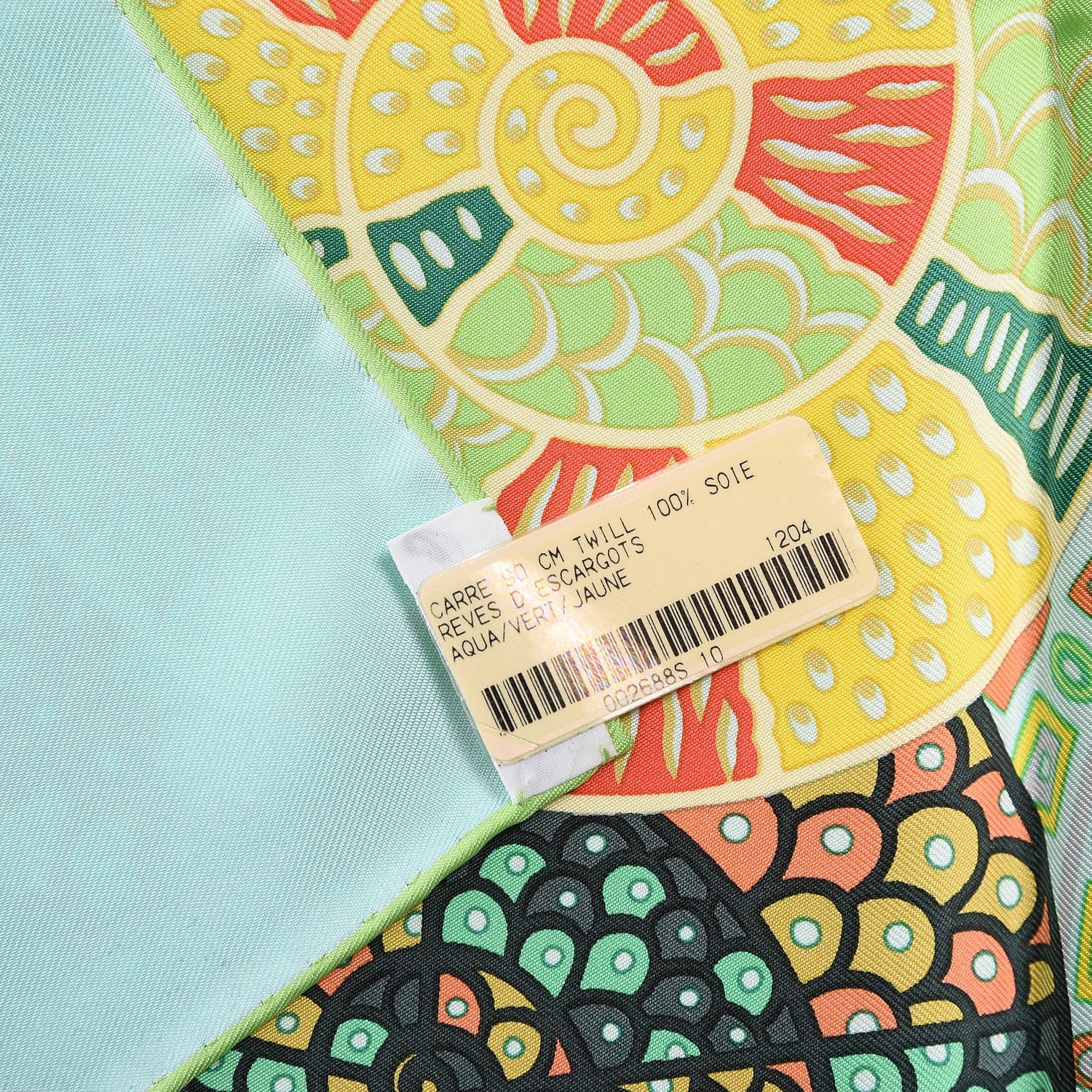Hermes Silk Reves d'Escargots Scarf 90 Aqua Vert Juane 7 of 8