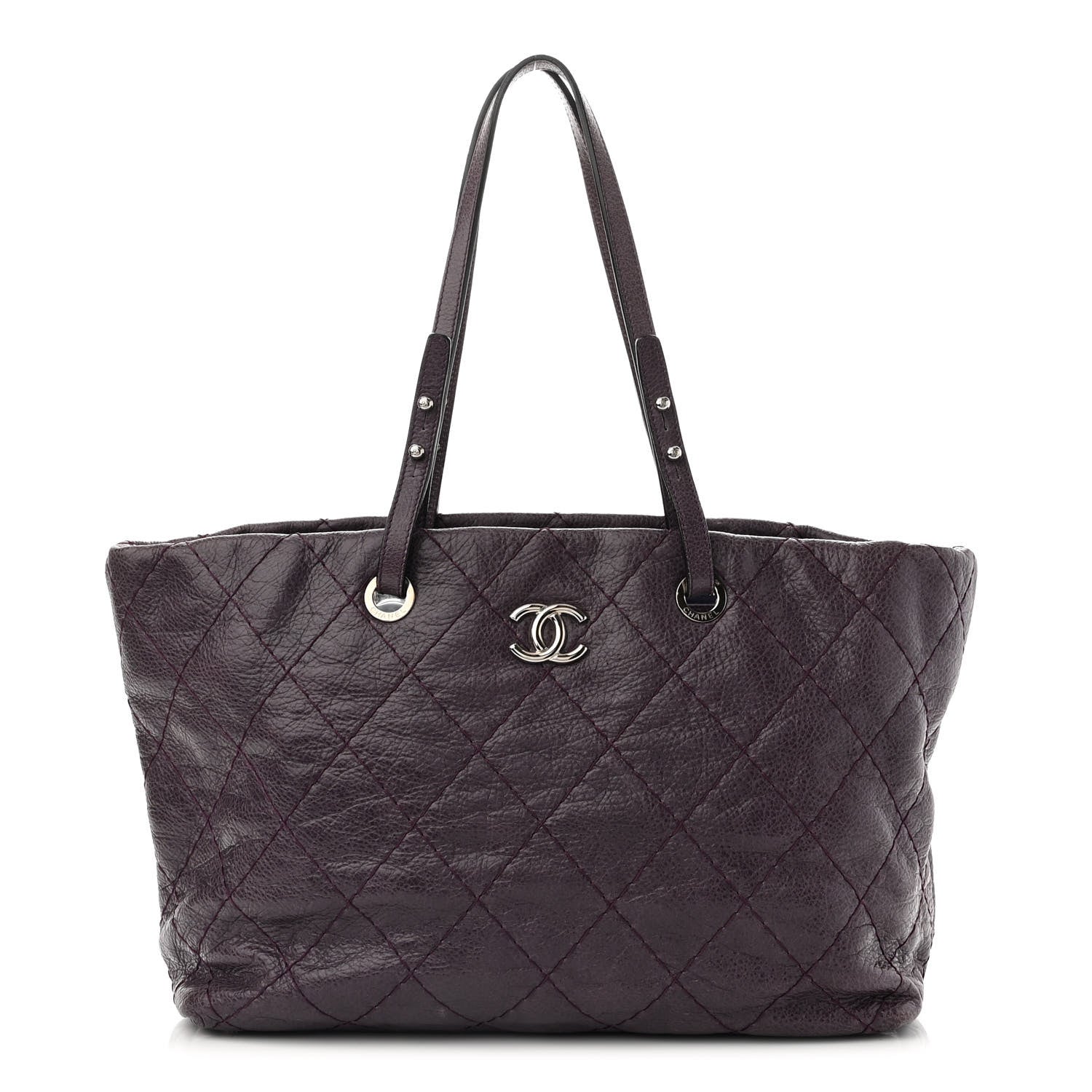 Chanel Glazed Calfskin Large On The Road Tote Purple 1 of 12