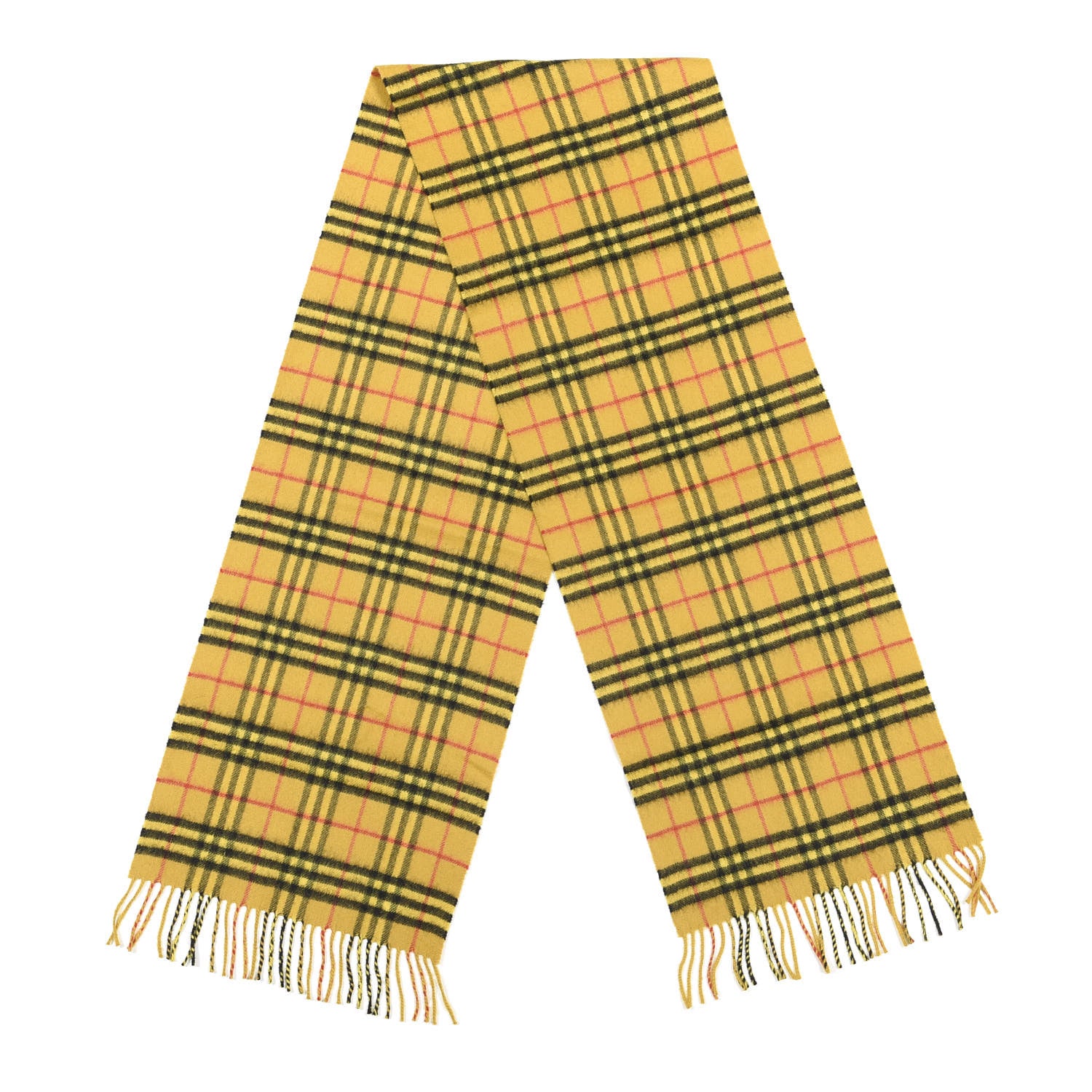Burberry Cashmere Vintage Check Scarf Yellow 2 of 3