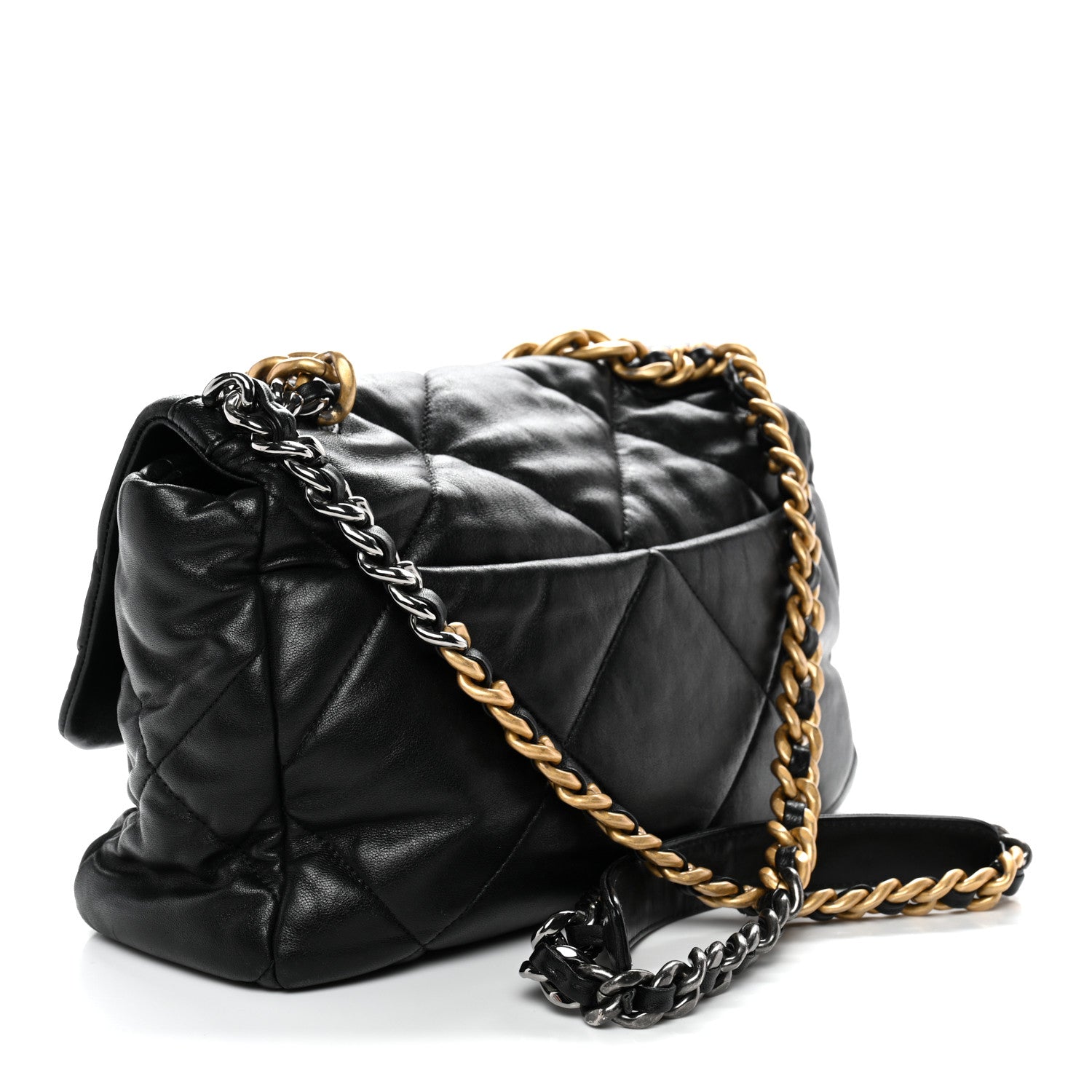 Chanel Goatskin Quilted Large Chanel 19 Flap Black 3 of 12