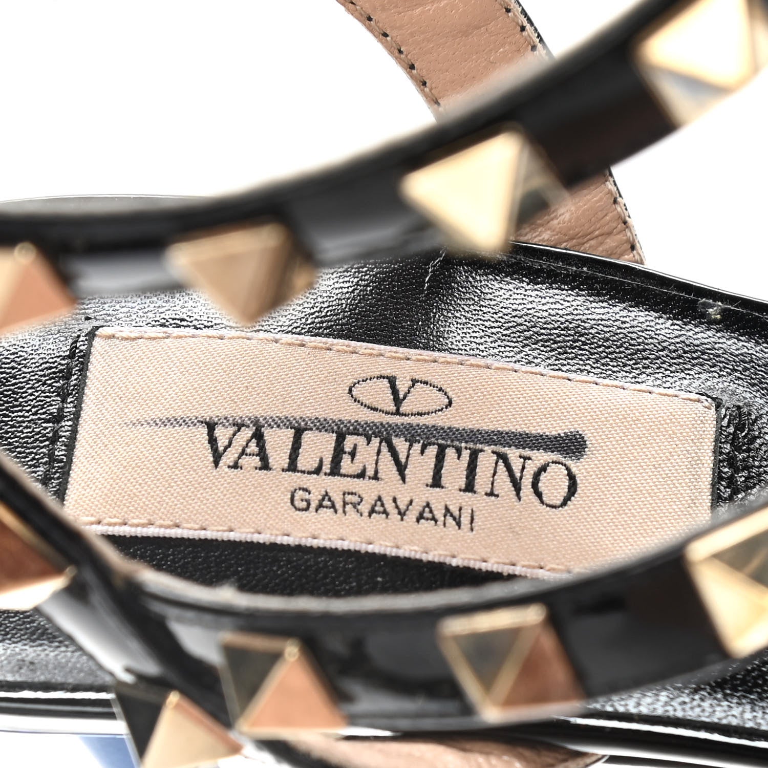 Valentino Garavani Patent Rockstud Ankle Strap Low Heel Pumps 37.5 Blue Black 7 of 10