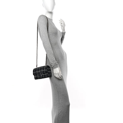 Chanel Tweed Quilted Small Camellia Flap Black Pink 2 of 10