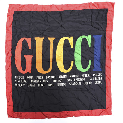 Gucci Silk Gucci Multiworld Square Scarf Black Multicolor 1 of 5
