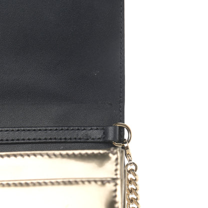 Christian Dior Metallic Patent Micro-Cannage Diorama Wallet on Chain Pouch Gold 12 of 14