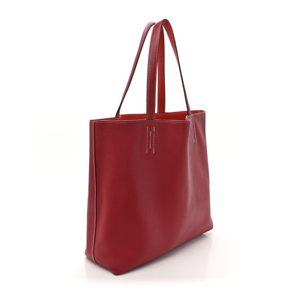Hermes Taurillon Clemence Double Sens 45 Reversible Tote Rubis Bougainvillea 4 of 25