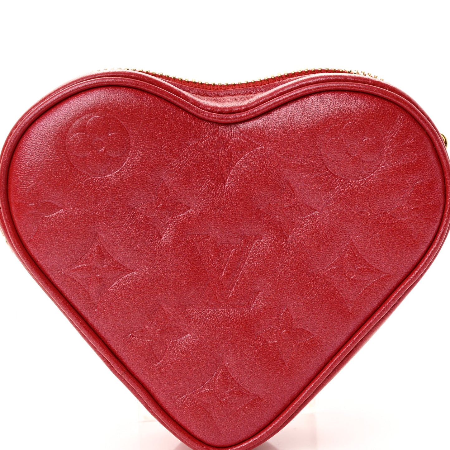 Lambskin Embossed Monogram Fall In Love Sac Coeur Heart Chain Bag Lipstick Red