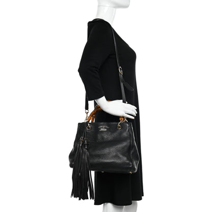 Gucci Calfskin Small Bamboo Shopper Tote Black 2 of 20