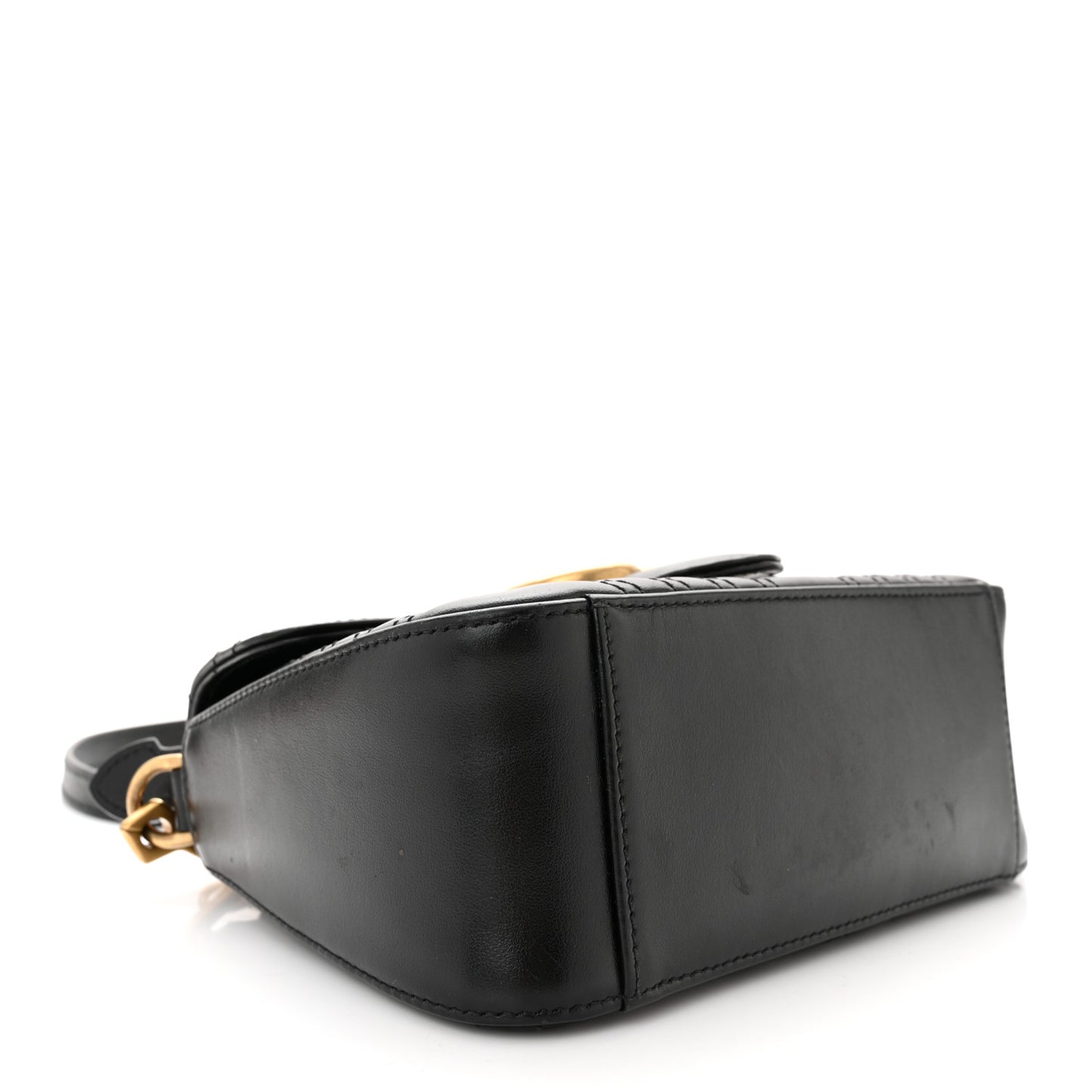 Calfskin Matelasse Mini GG Marmont Top Handle Shoulder Bag Black