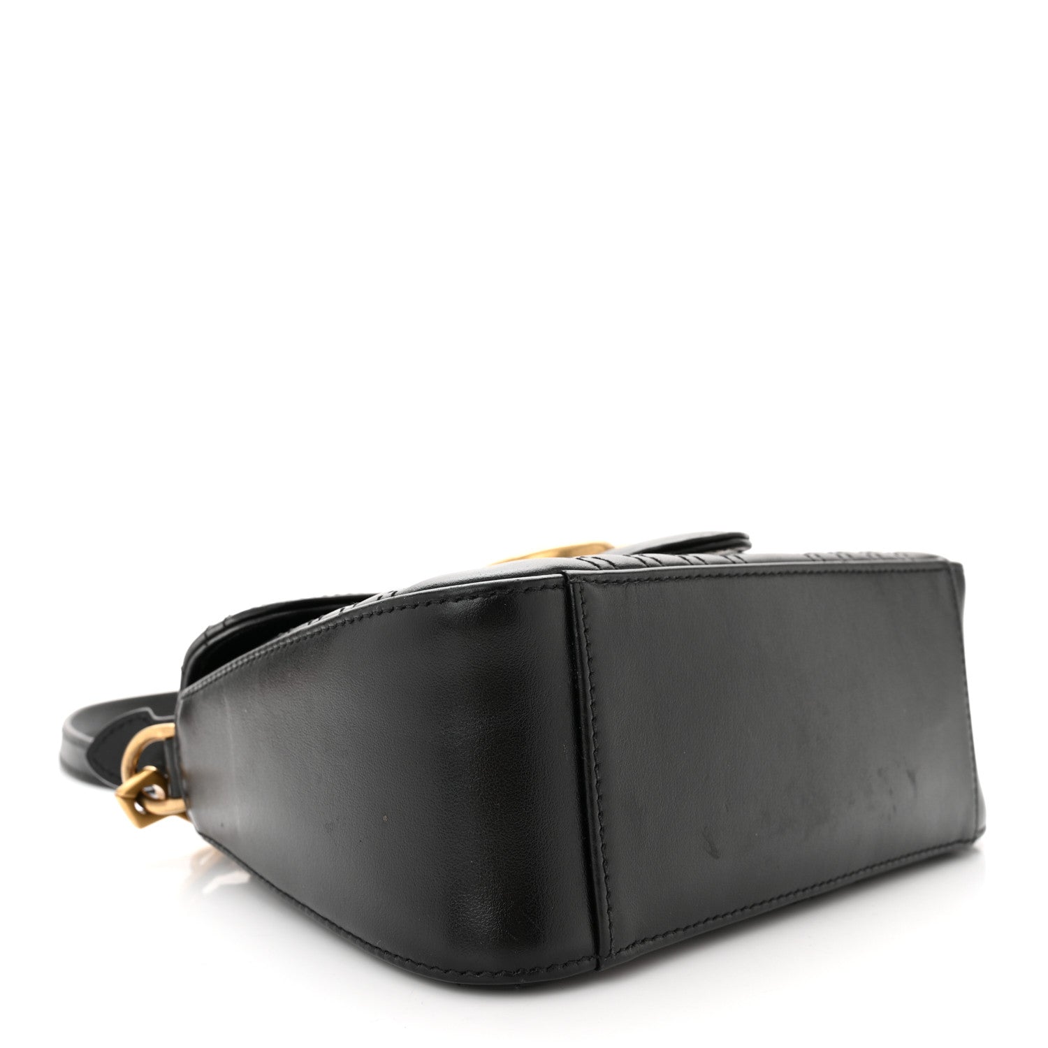 Gucci Calfskin Matelasse Mini GG Marmont Top Handle Shoulder Bag Black 4 of 12