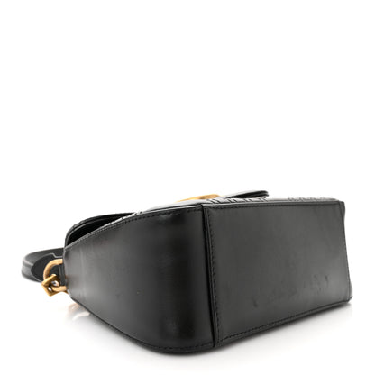 Gucci Calfskin Matelasse Mini GG Marmont Top Handle Shoulder Bag Black 4 of 12