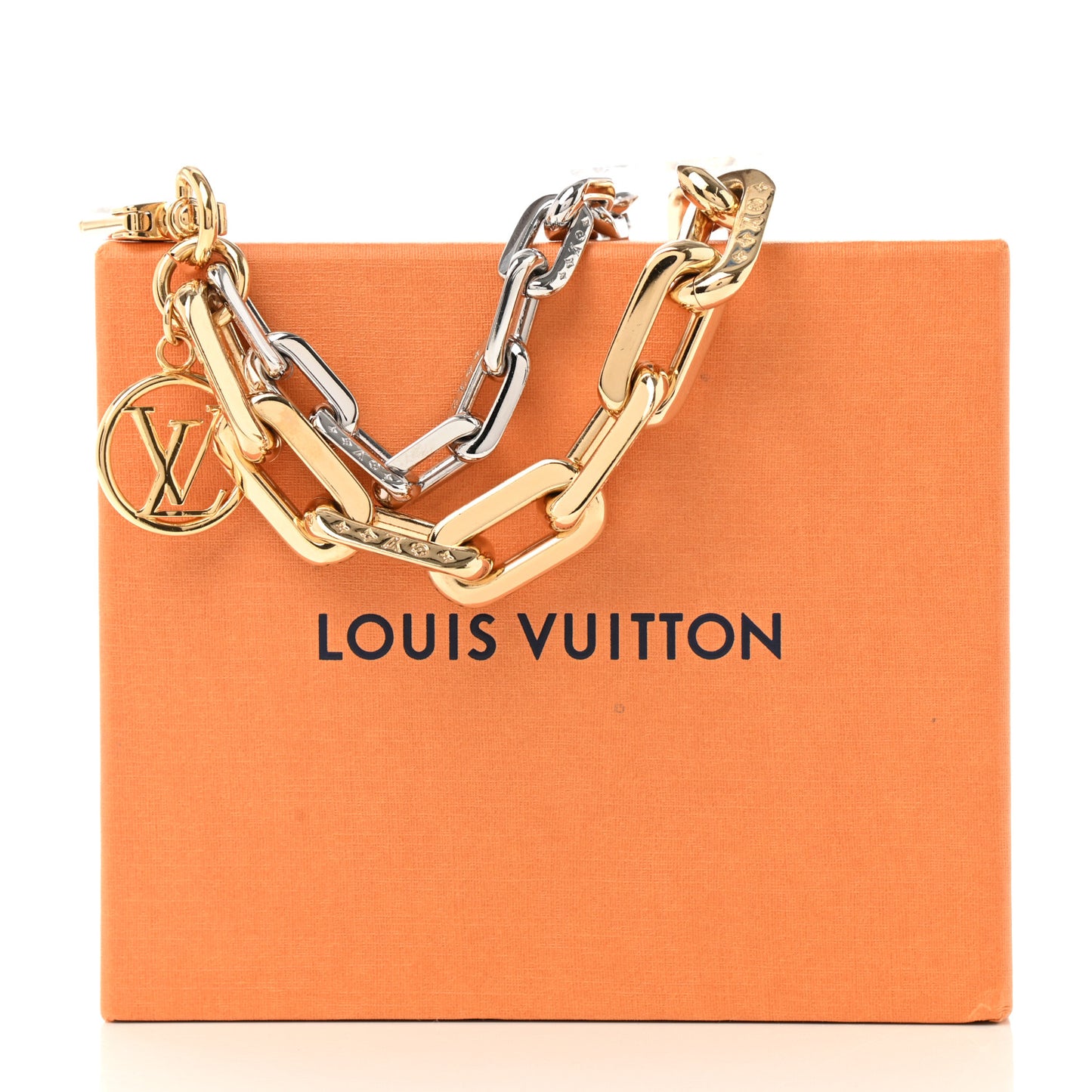 Metal LV Edge Chain Bag Charm Silver Gold