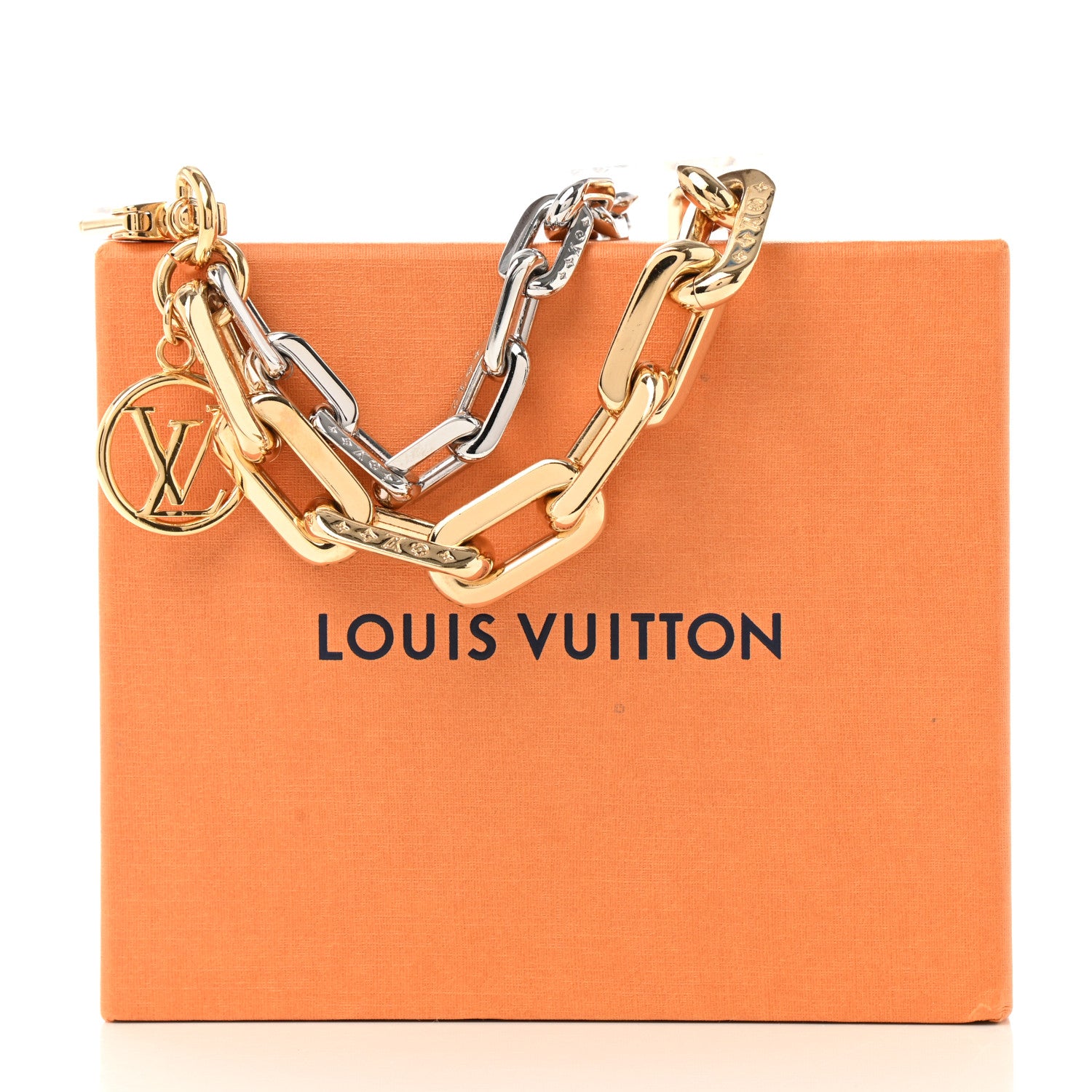 Louis Vuitton Metal LV Edge Chain Bag Charm Silver Gold 5 of 5
