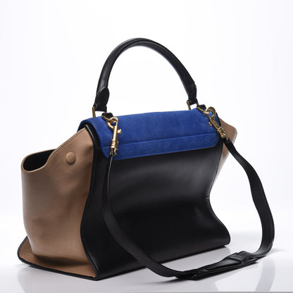 Celine Smooth Calfskin Suede Medium Tri-Color Trapeze Royal Blue 2 of 13