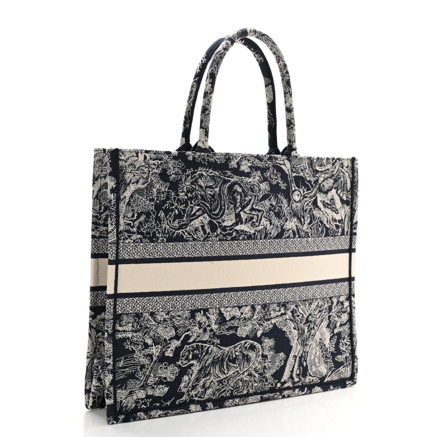 Canvas Embroidered Large Dioriviera Toile De Jouy Reverse Book Tote Blue