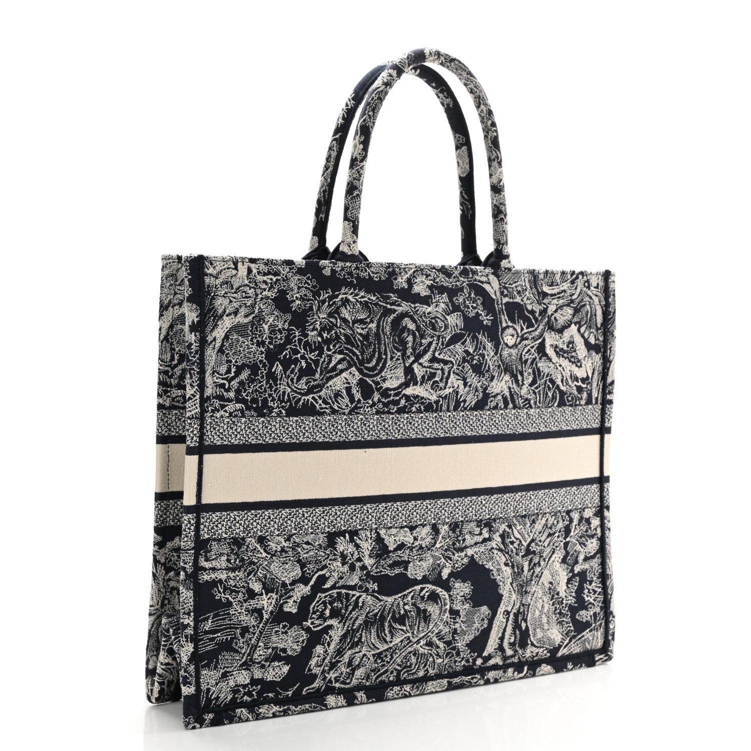 Christian Dior Canvas Embroidered Large Dioriviera Toile De Jouy Reverse Book Tote Blue 3 of 8