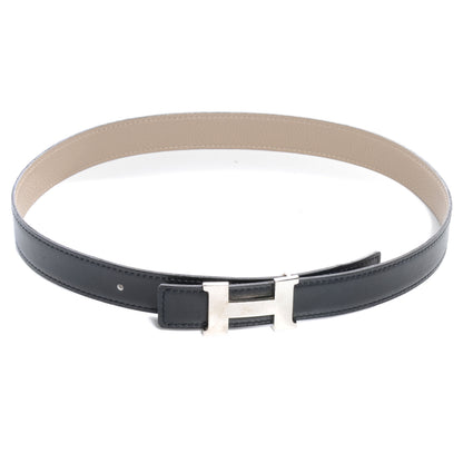 Hermes Box Togo Reversible Constance 24mm H Belt 65 Noir Gris Tourterelle 1 of 6