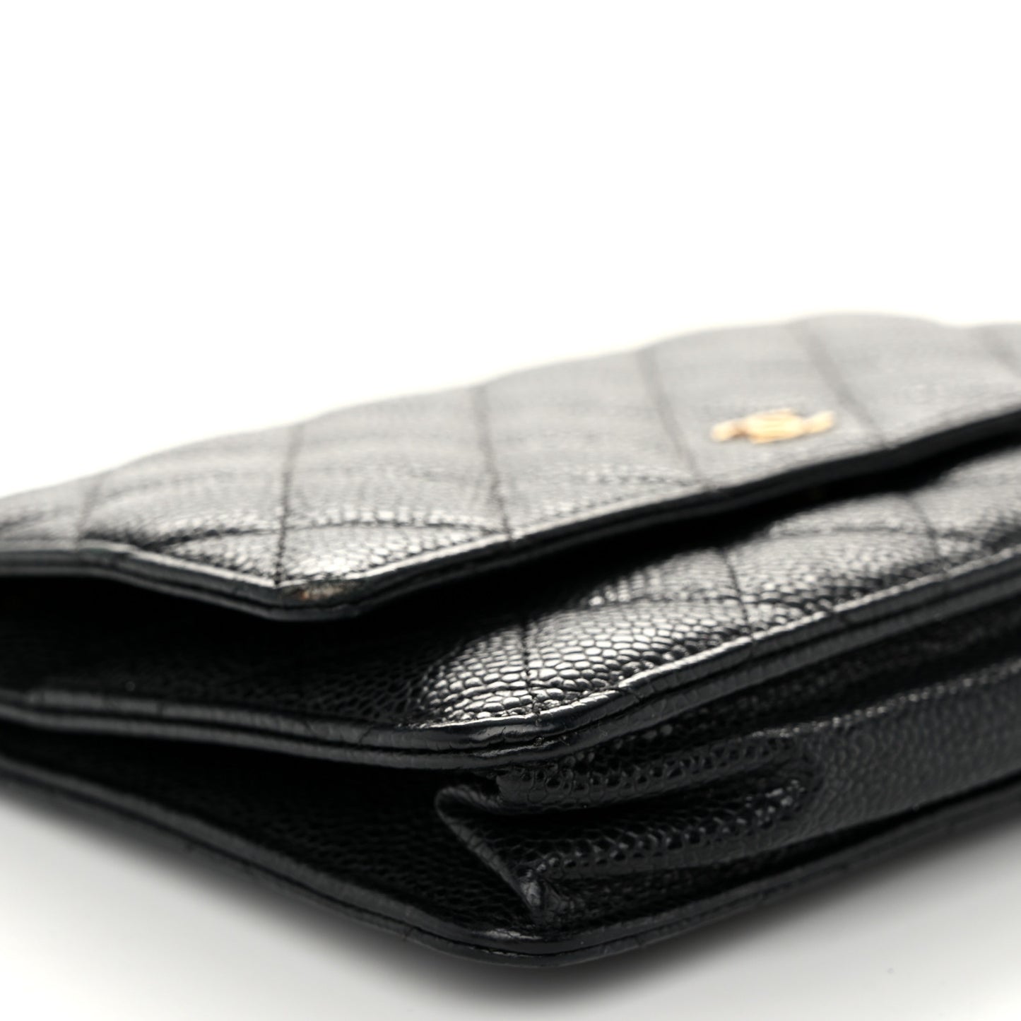Caviar Quilted Wallet on Chain WOC Black