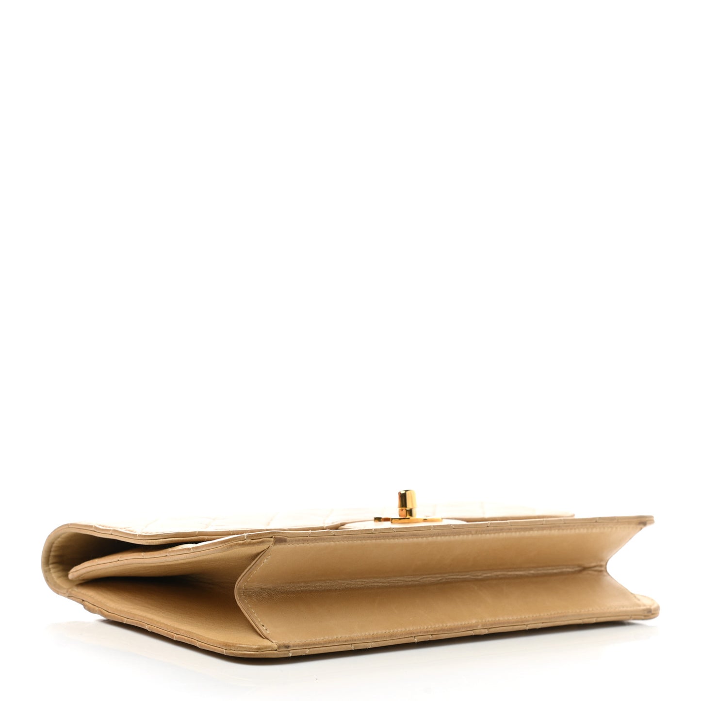 Lambskin Quilted Single Chain Flap Beige