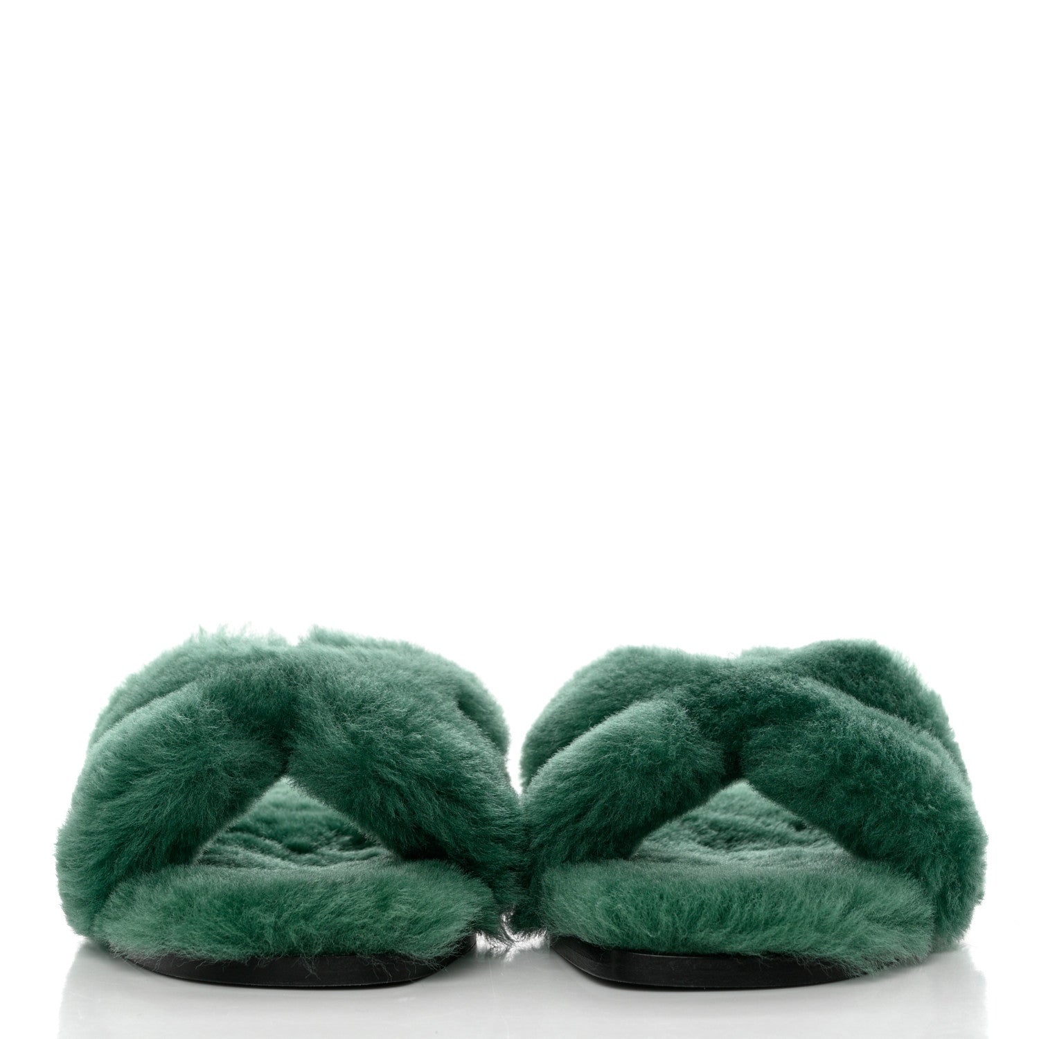 Hermes Woolskin Oran Sandals 36 Vert Anglais 2 of 8