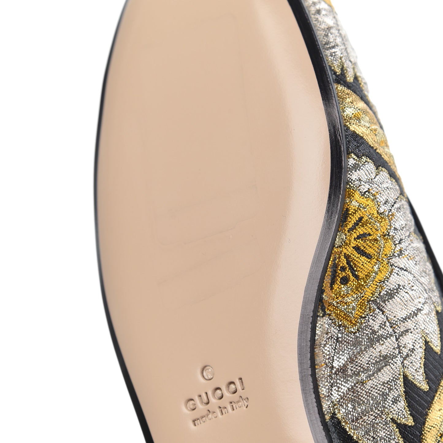 Jacquard Floral Womens Princetown Slippers 36.5 Oro Black