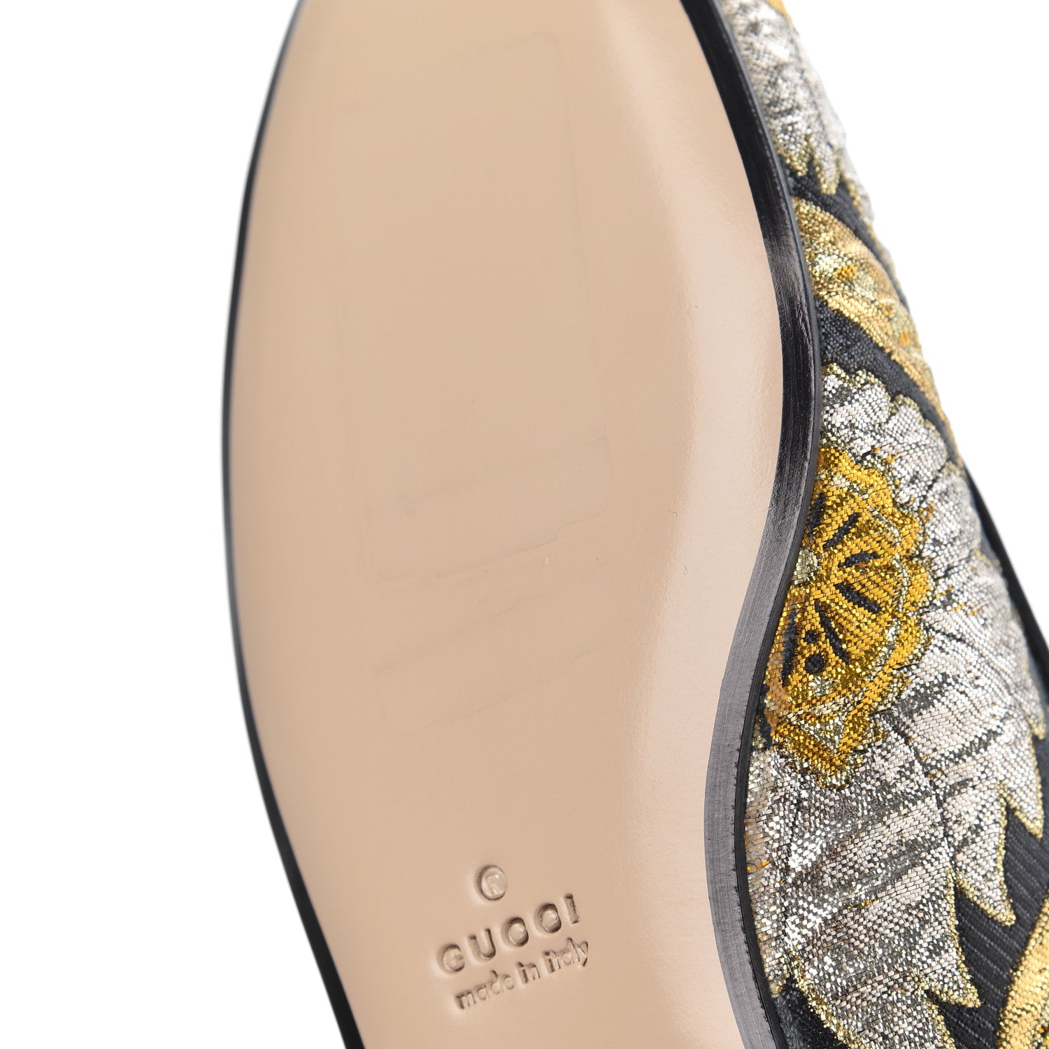 Gucci Jacquard Floral Womens Princetown Slippers 36.5 Oro Black 10 of 11