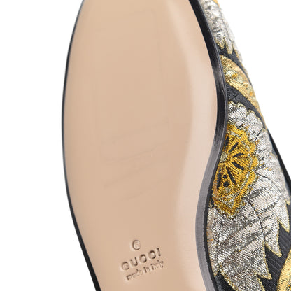 Gucci Jacquard Floral Womens Princetown Slippers 36.5 Oro Black 10 of 11