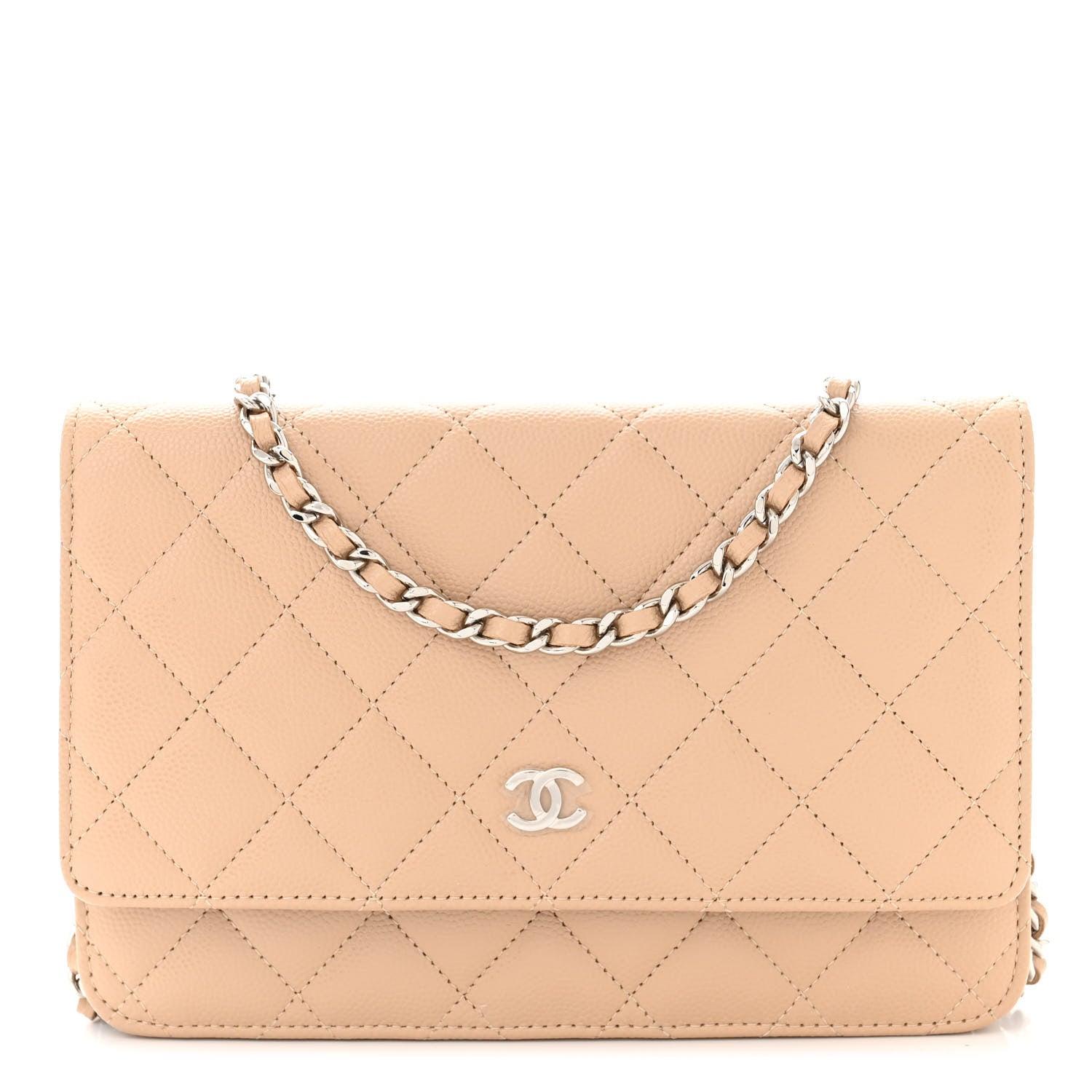 Chanel Caviar Quilted Wallet on Chain WOC Beige 1 of 12