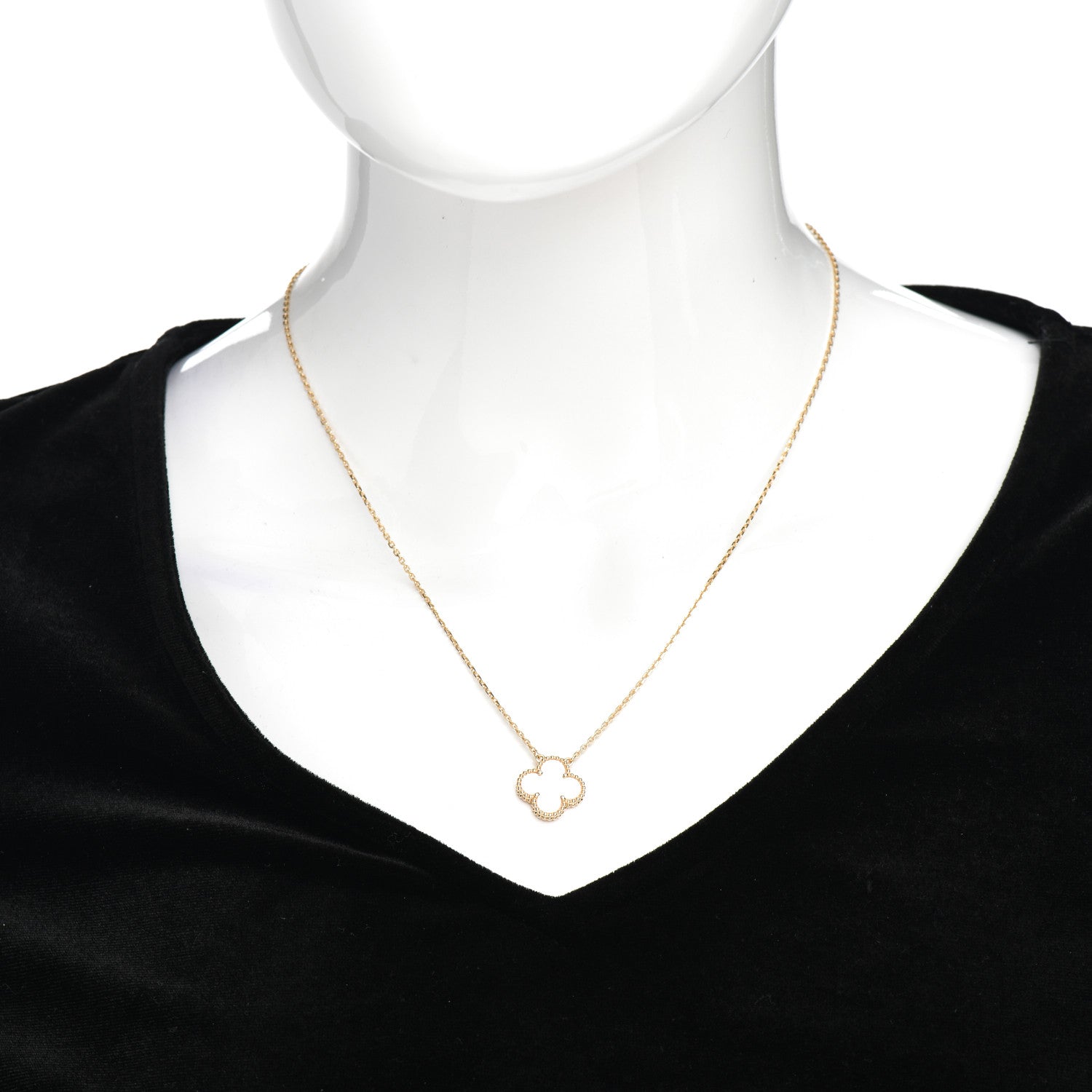 Van Cleef & Arpels 18K Yellow Gold Mother of Pearl Vintage Alhambra Pendant Necklace 4 of 12