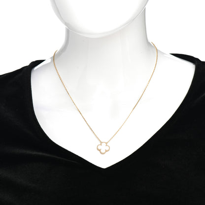 Van Cleef & Arpels 18K Yellow Gold Mother of Pearl Vintage Alhambra Pendant Necklace 4 of 12