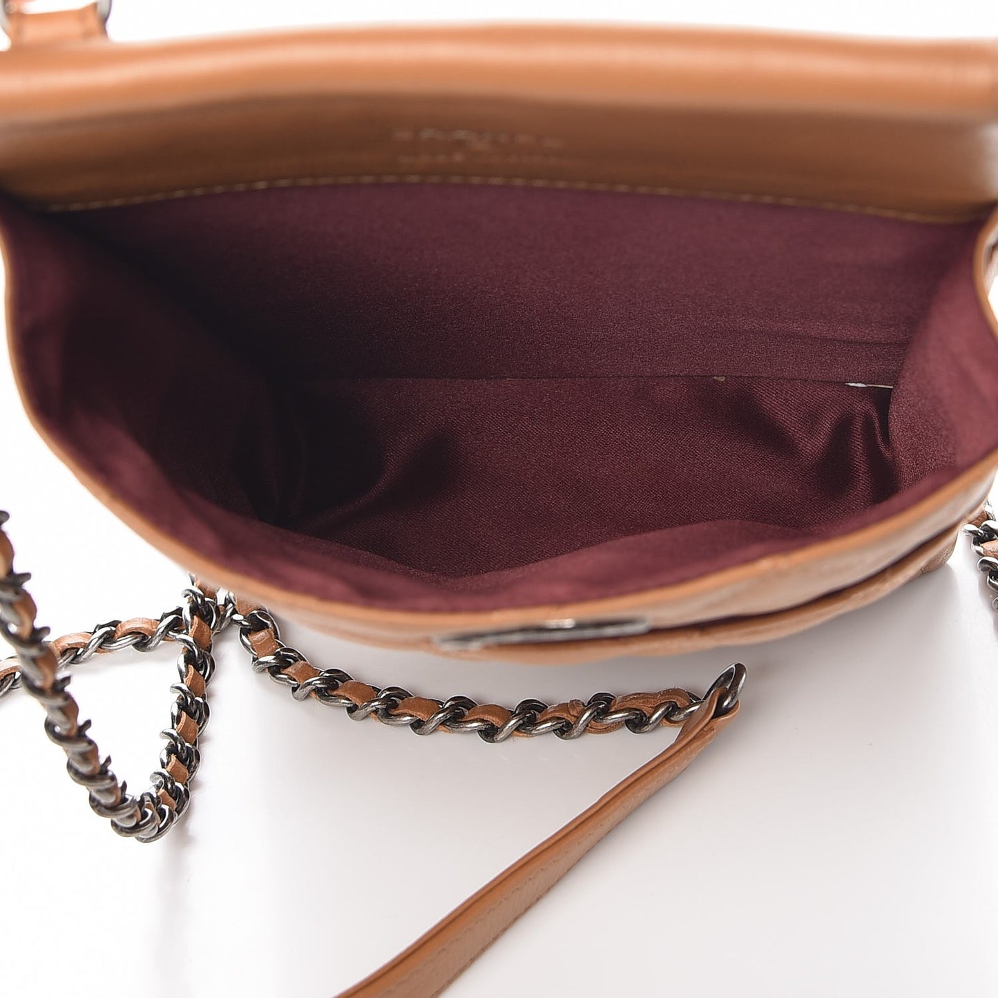 Calfskin Quilted CC Waiter Clutch Clutch With Chain Brown