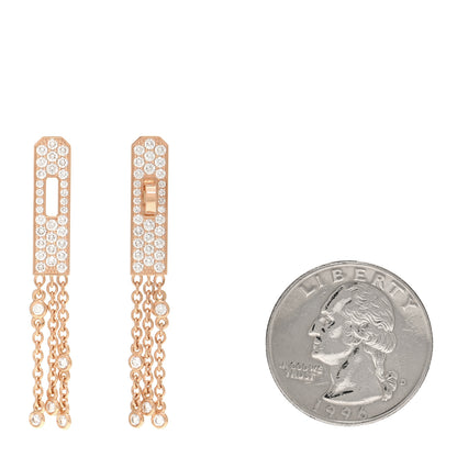 Hermes 18K Rose Gold Diamond Kelly Gavroche Pave Earrings 2 of 5