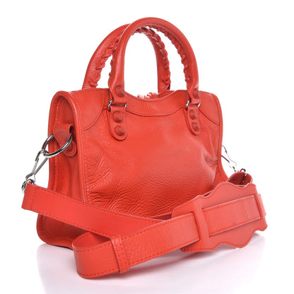 Balenciaga Matte Goatskin Rubber Covered Classic Hardware Mini City Rouge Coquelicot Rouge Braise 3 of 7