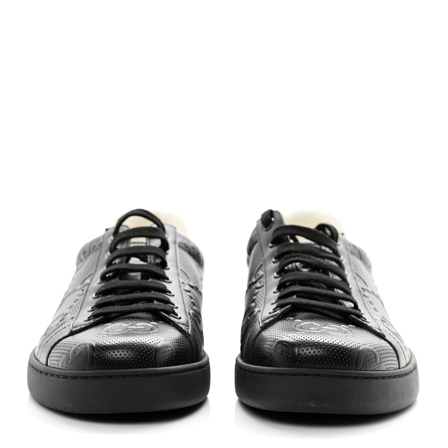 Calfskin GG Tennis Embossed Mens Ace Sneakers 9 Black