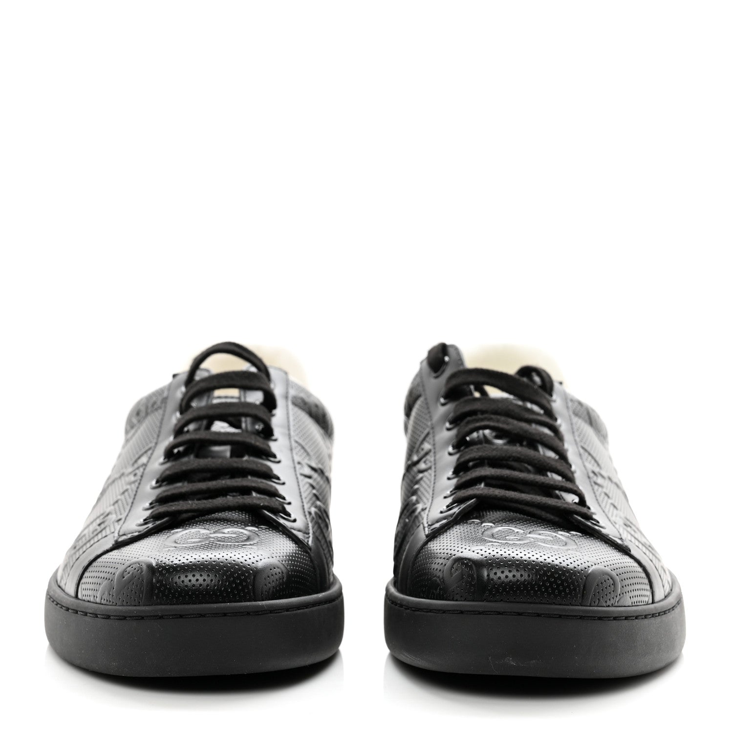 Gucci Calfskin GG Tennis Embossed Mens Ace Sneakers 9 Black 2 of 9