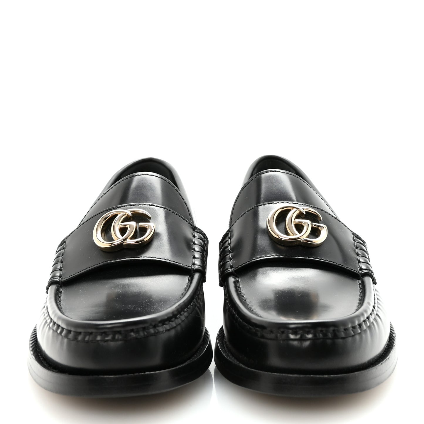 Calfskin Millennial Ribot Womens GG Loafers 37.5 Black